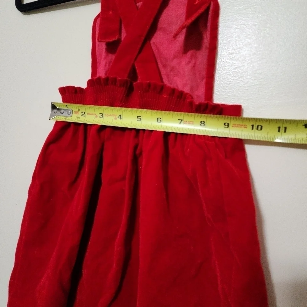 Vintage Toddler Velour Overall Dress Dark Red Farm Fall Christmas Size 5/7 Read